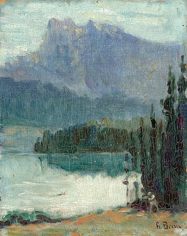 Figure ad un lago di montagna